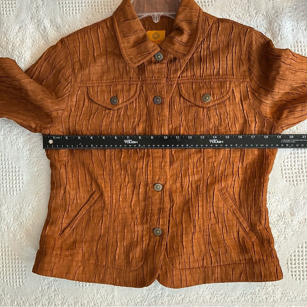 Ruby Rd. Button Down Crinkle Jacket Color Rust / Burnt Orange Size 8 - Picture 6 of 7